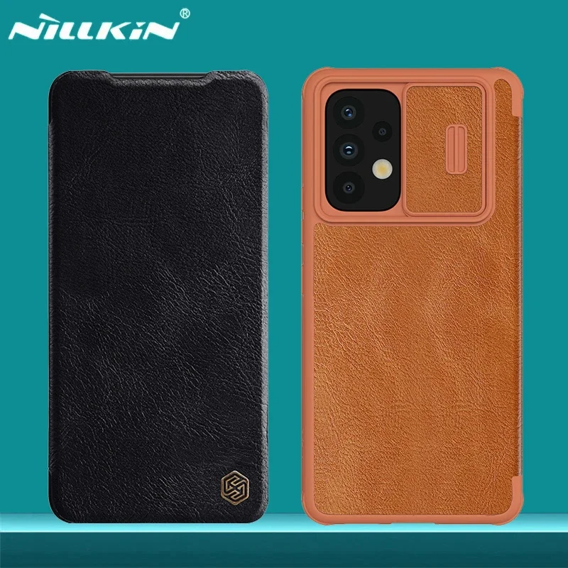 

Флип-чехол для Samsung Galaxy A53, A73, 5G женский кожаный флип-чехол Nillkin QIN, чехол-книжка с камерой для Samsung A53, чехлы для телефонов