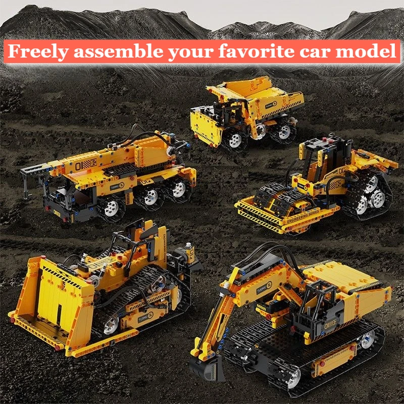 Transformable Engineering Vehicle Building Blocks Freely Assemble Excavator Truck Bricks Construction Toys Boys Adults Gifts