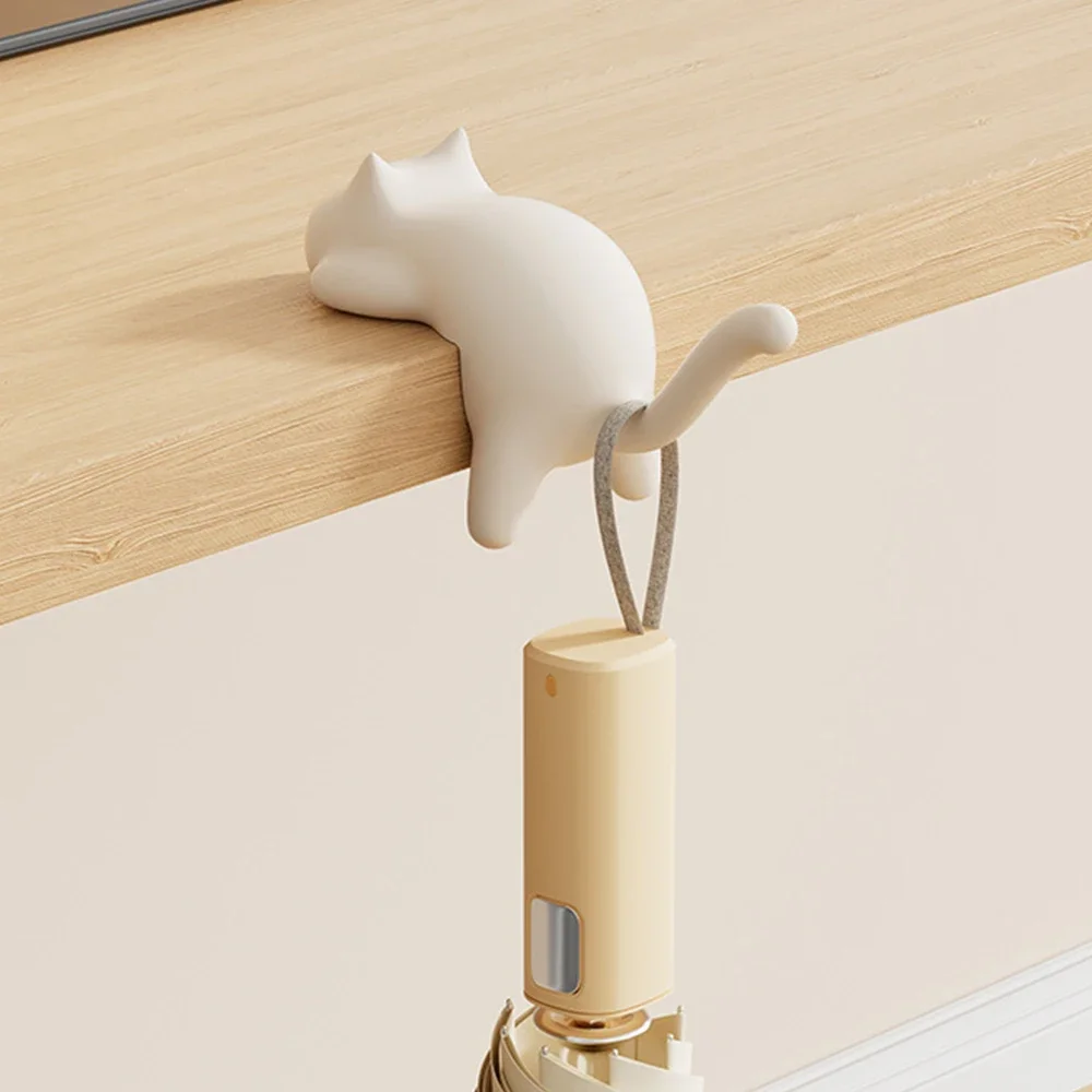 � Katzenförmige Spurlose Haken, Schadensfreier Wandhalterungsclip für Tasche/Geldbörse/Federmäppchen auf Schreibtisch, Tisch, im Arbeitszimmer oder Büro – Detail 2
