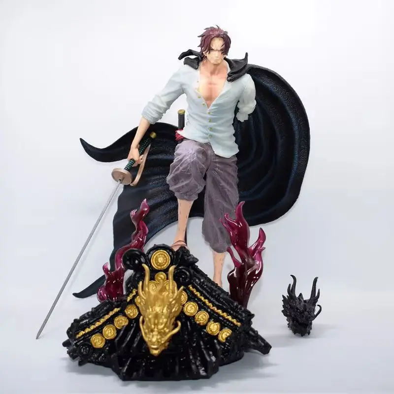 

30cm Anime One Piece Red Hair Shanks Battle Figure Statue Model Collection Decorative Toy for Desktop Ideal Gift for Boys