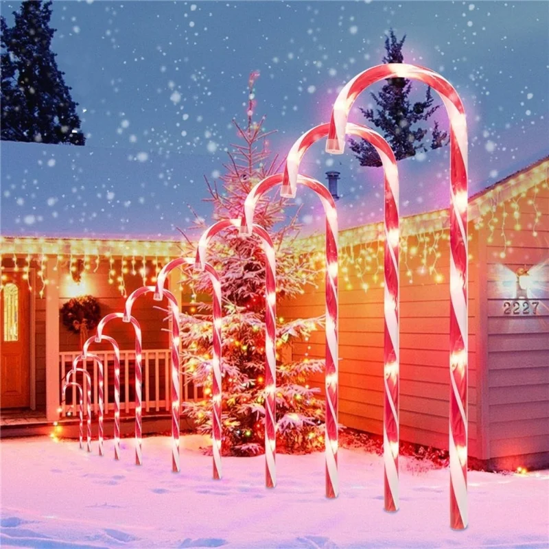 Christmas Light Pathway Candy Cane Walkway Light Usb/solar energy Powered Street Lamp Outdoor Garden Yard New Year's Decora Lamp