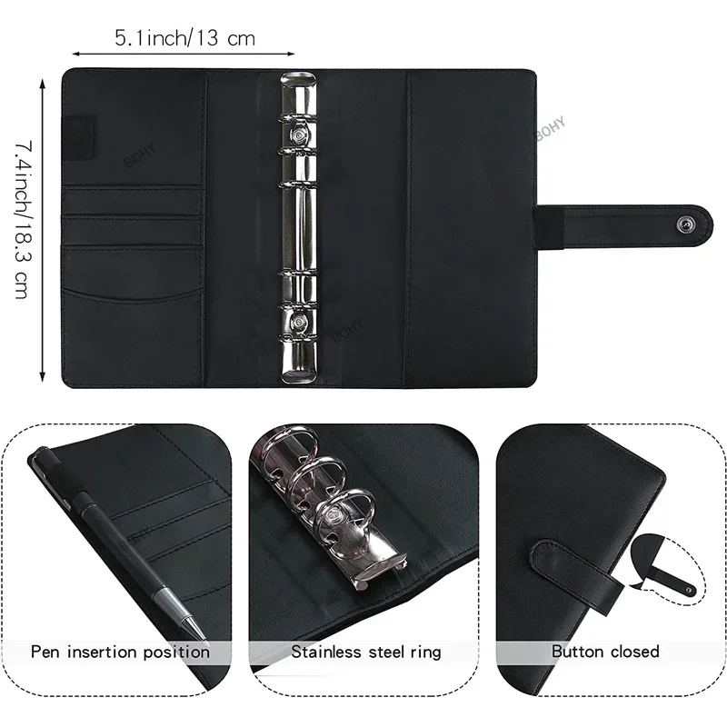 2024 A6 Pu Lederen Budget Binder Notebook Cash Enveloppen Systeem Set Met Zakken Voor Geld Besparen Factuur Organisator