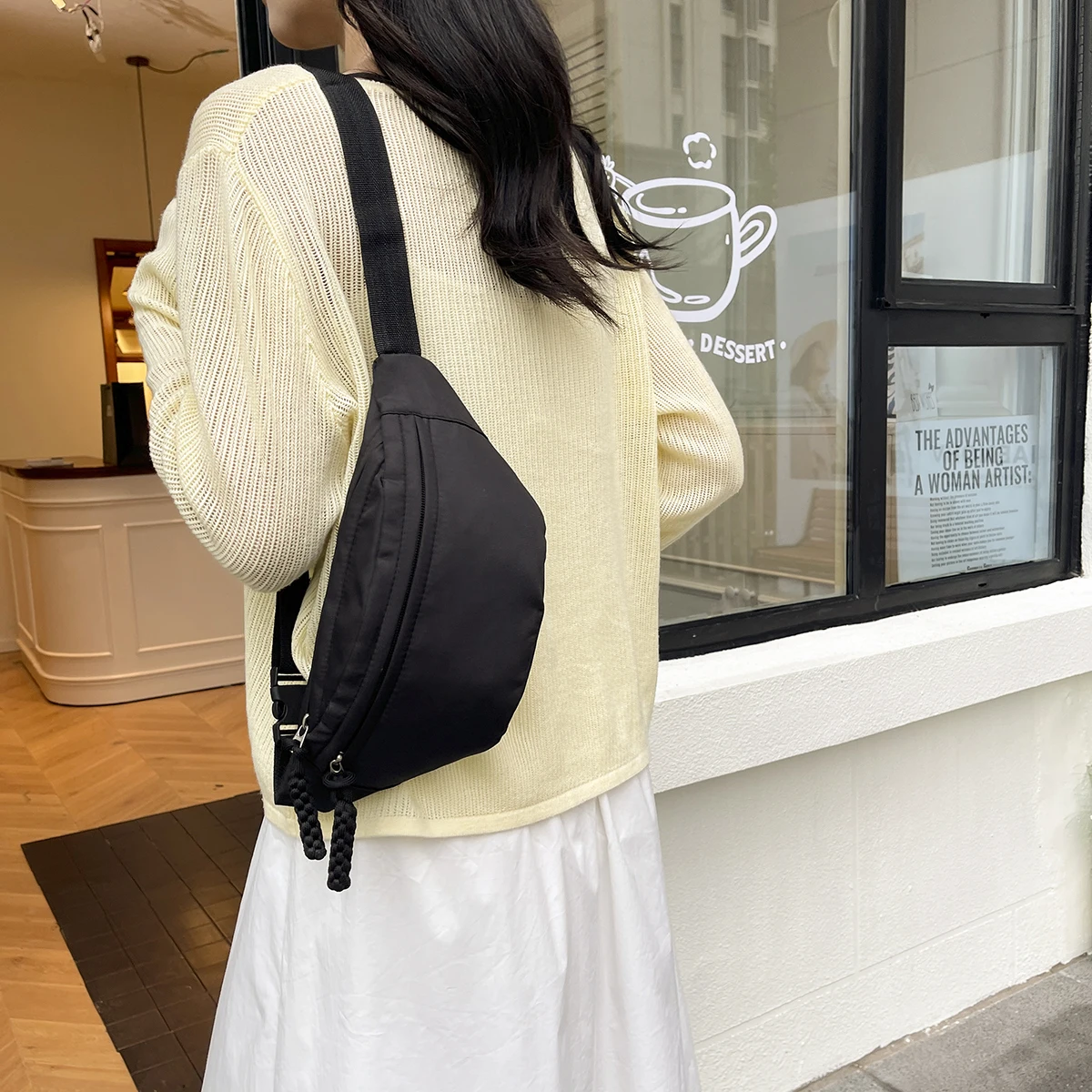 Nylon Messenger Bags Nylon Cross Body Brusttasche Knödeltasche für Frauen Nylon Umhängetasche Halbmond Achseltasche Umhängetaschen