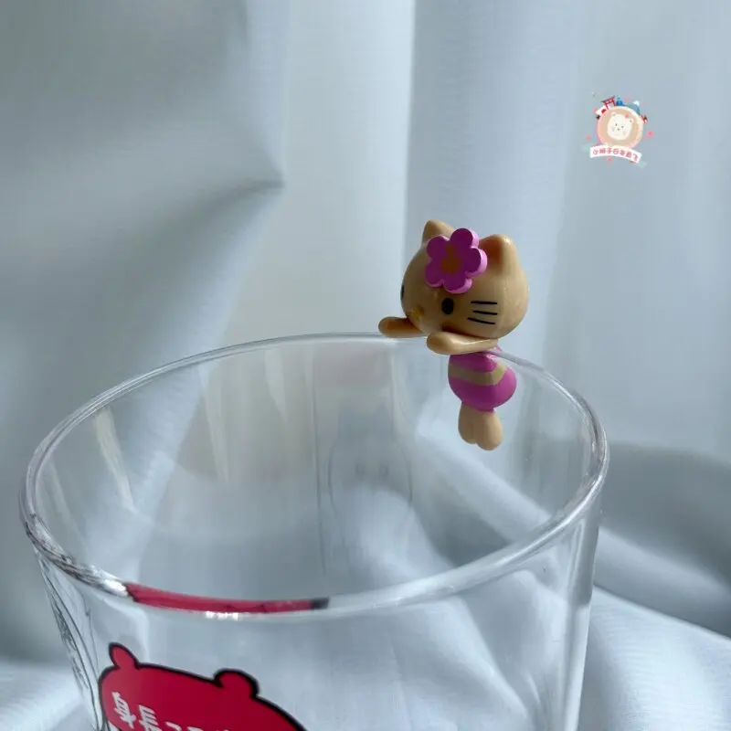 Sanrio Hello Kitty Mymelody Kuromi Cinnamoroll Anime Figures Blind Box Toys Swimsuit Cup Hangers Collection Ornaments Girl Gifts view 4