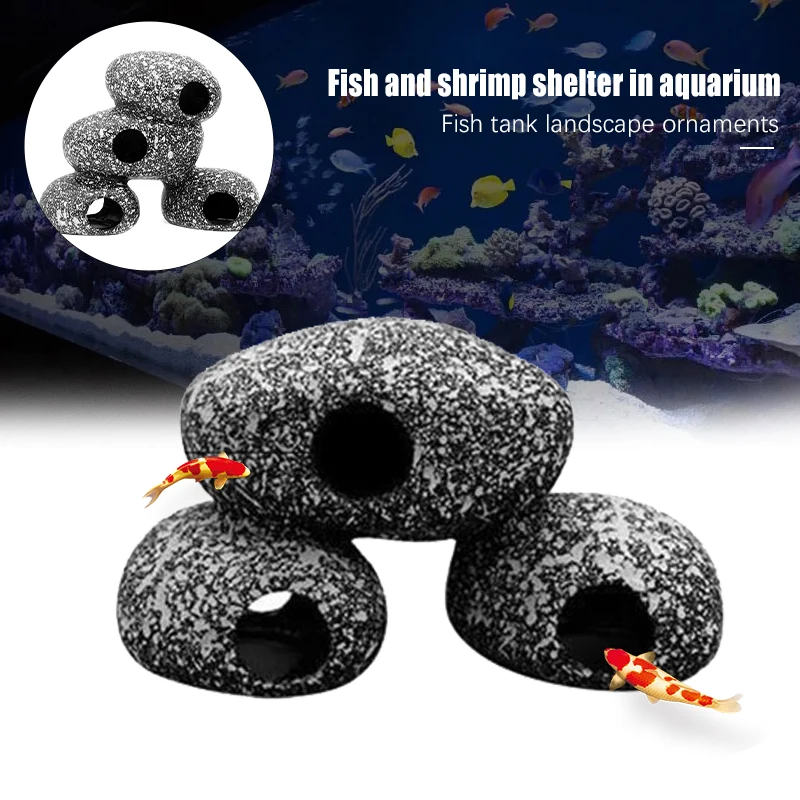 Resin Stone Cichlid Stone Shelter Hiding Cave Ceramic Rock Shrimp Breeding Fish Tank Ornament Aquarium Landscaping Decoration