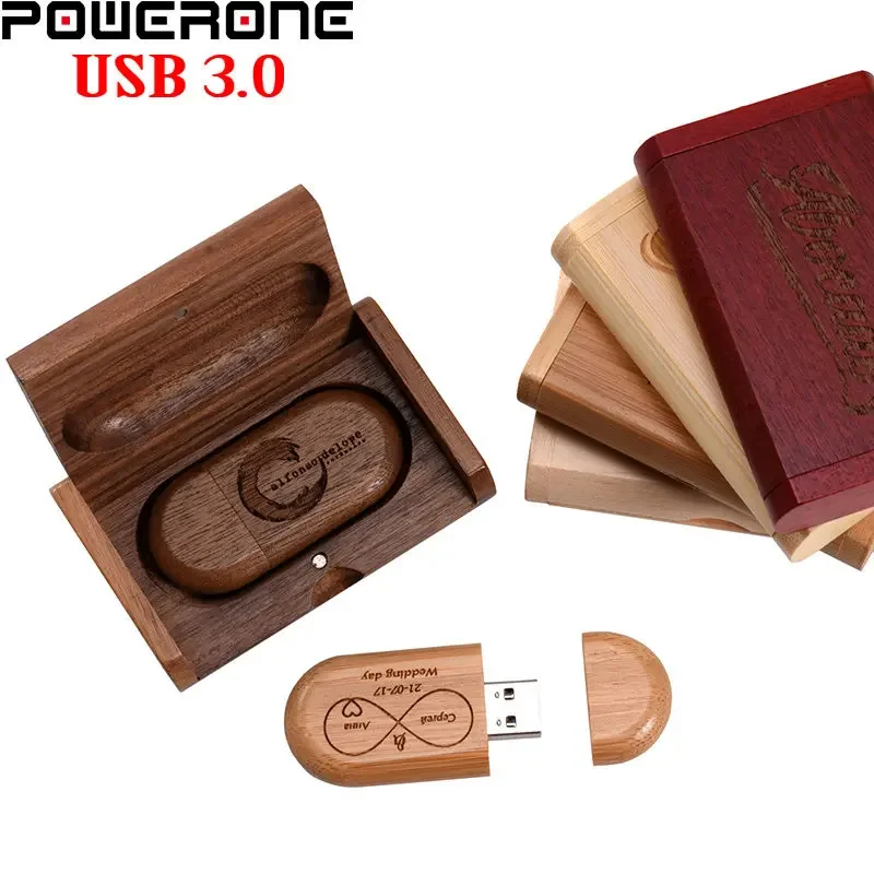 Free Custom Logo USB 3.0 Flash Drives 128GB Wedding Gift Memory Stick 64GB Wood with Box Pen Drive 32GB High Speed Pendrive 16GB