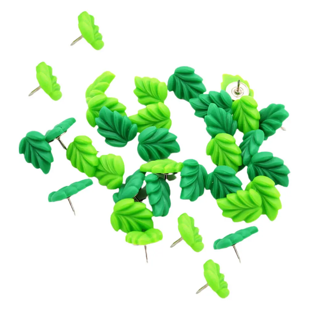 30Pcs Leaf Pushpins Decorative Thumb Tacks Portable Multi-Function Push Pin Message Board Tacks Office Cork Board Accessories