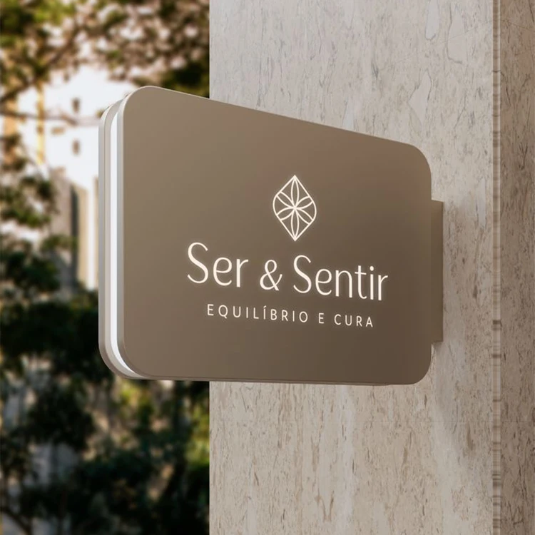 Laser Cut Round Logo Sign Business Light Box Metal Custom Company Name Sign Double Sided LED Light Box - view 4