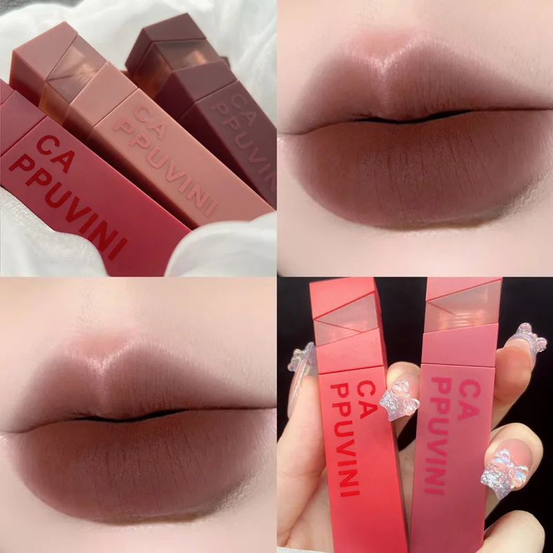 

Cappuvini Cloud Sense Lip Mud Velvet Matte Matte Lipstick High Value Reddish Brown White Color Lasting Lip Glaze