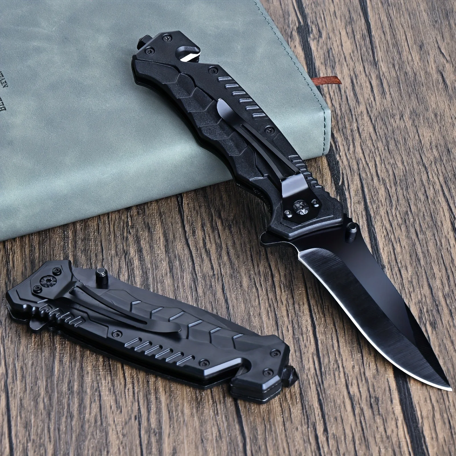 Cuchillo plegable de acero inoxidable de alta dureza, cuchillo de bolsillo portátil EDC, cuchillo para acampar, adecuado para aventuras en la jungla, pesca, 1 ud.