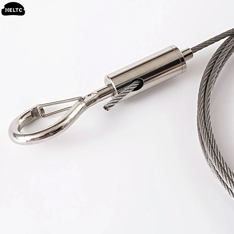 Stainless Steel Adjustable Automatic Wire Rope Spring Hook Clothesline Hanging Solution System Suspension Code Steel Cable