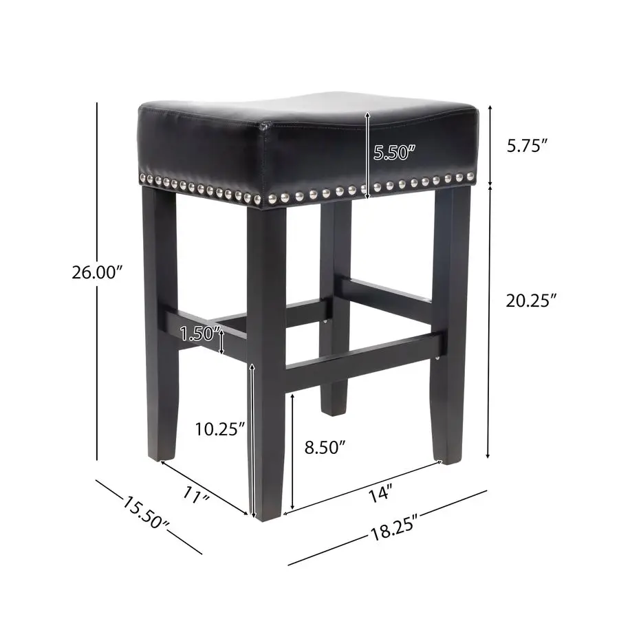 

Кожаные табуреты Knight Home Laramie с открытой спиной, набор из 2 предметов, черный