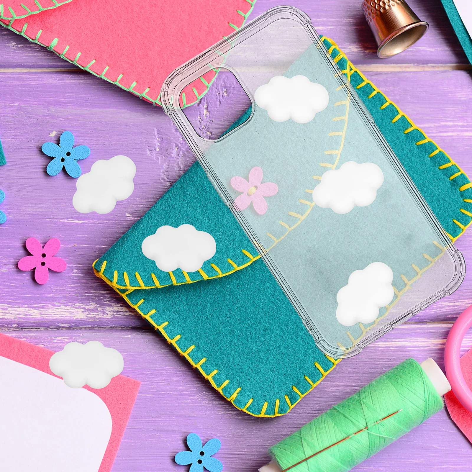 

100pcs Phone Shell Accessories Delicate Decorative DIY Material Clouds Design Beads Cellphone nament Lightweight Gifts