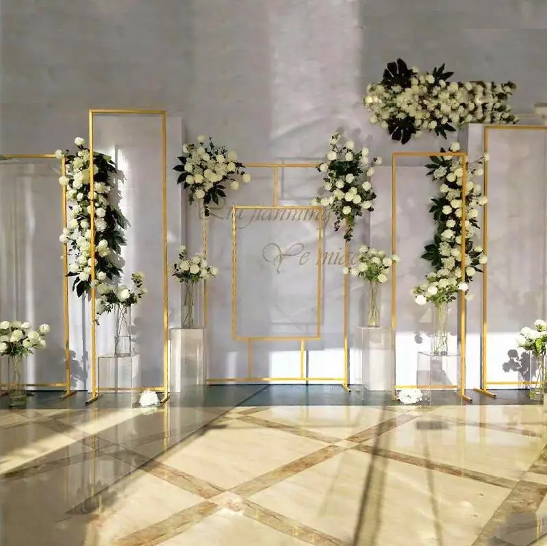 

5PCS Luxury Romantic Wedding Flower Wall Decorating Metal Stand Grand-Event Party Billboard Hanging Stage Backdrops Frame Holder
