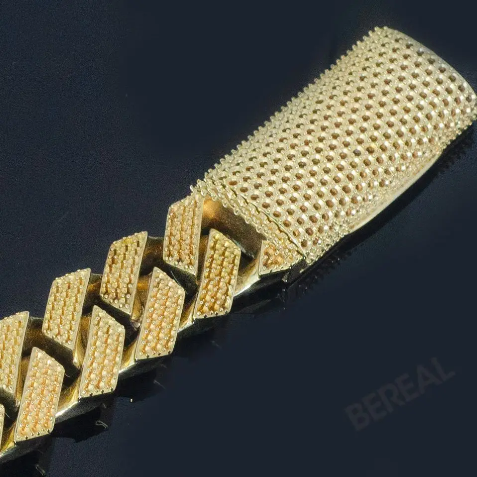 Custom 18K Gold Plated Cuban Bracelet Chain Without Diamond Hip Hop Style Semi Mount Cuban Necklace Chain for Jewelry Making，