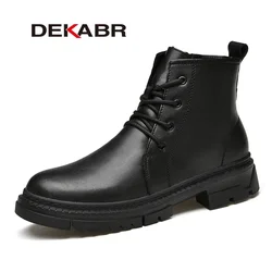 DEKABR Genuine Leather Zipper Casual Men's Boots Comfortable Winter Autumn Warm Fur Plus Waterproof Snow Boots Big Size 37-49