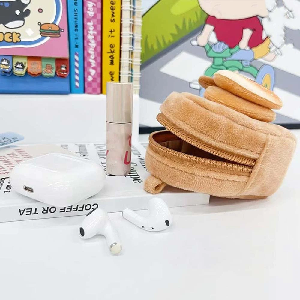 Creative Hamburger Capybara Storage Bag Food Series Biscuit Plush Small Purse Portable PP Cotton Cartoon Keychain Bag Kids