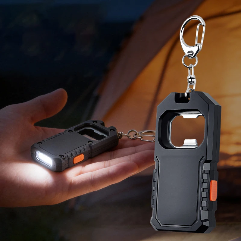 F5 COB Keychain Light LED Flashlight USB-C Rechargeable Mini Handheld Flashlight Work Light with Bottle Opener Outdoor Camping
