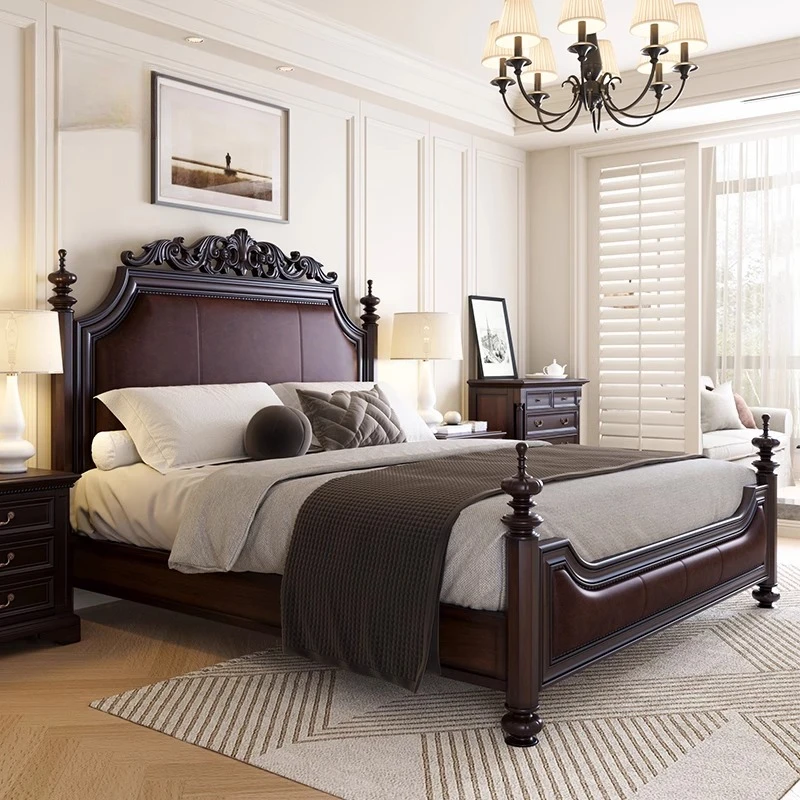 Designer Rustic Double Bed Frame Wood Italian 180X200Cm Luxury Beds Bedroom Adults Modern Camas De Dormitorio Furniture Home