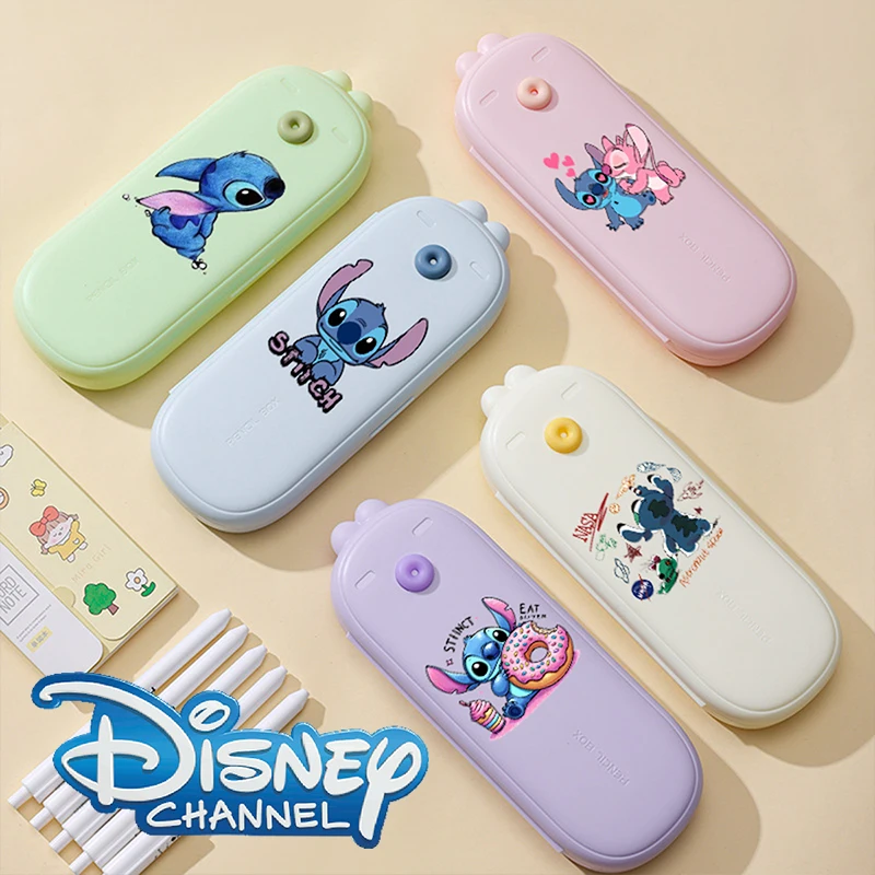 

Disney Stitch Portable Multi Color Stationery Box Large Capacity Waterproof Pencil Case Students Gifts Kids Cartoon Storage Bags