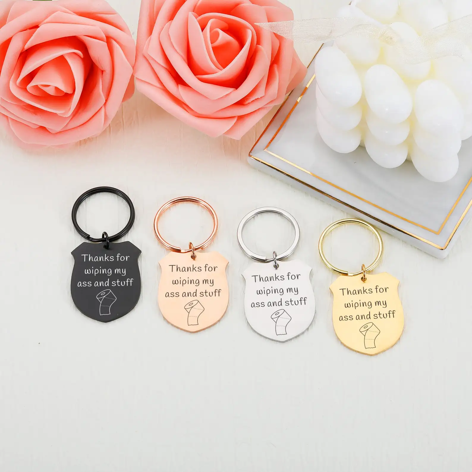 

Thanks for Wiping My Ass And Stuff, Personalized Father’s Day Gift for Daddy, Husband Gift from Wife, Custom Mother Day Keychain