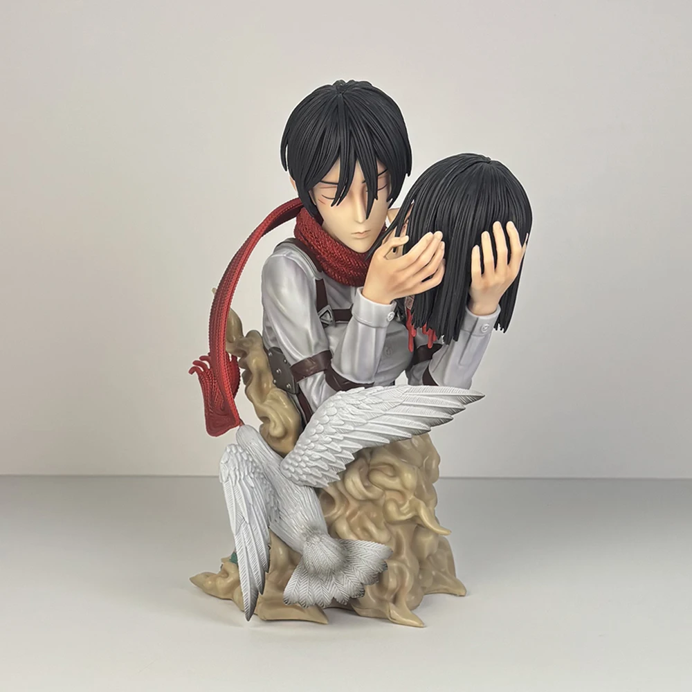 Attack on Titan Kiss of Death Anime Figure Toys Mikasa Ackerman Hold Eren Jaeger PVC Action Figure Collection Model Doll Gift