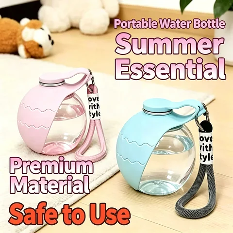 Leak‑Proof Foldable Pet Water Bottle With Lanyard Plastic Drinking Dispenser For Dogs Cats Travel Outdoor Pet Feeding Bottle