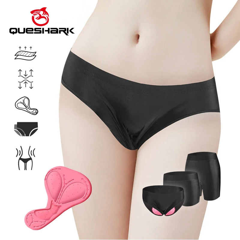 

Queshark Women Cycling Underwear with Gel Pads-Triangle/Regular/High Waist Quick Dry Road MTB Bike Shorts Anti-slip Breathable