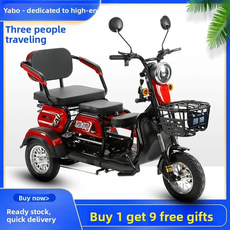 Household 3 Wheel Electric Scooter 1000W72V50Ah Big Battery Adult Stable E-Tricycle for Elderly Women Daily Travel Child Pickup