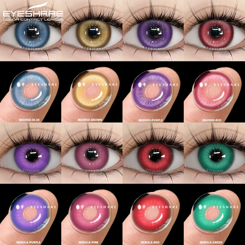EYESHARE 1pair Color Contact Lenses for Eyes Blue Eye Contacts Purple Lenses Cosplay Pink Contact Lenses Yearly Red Eye Lenses
