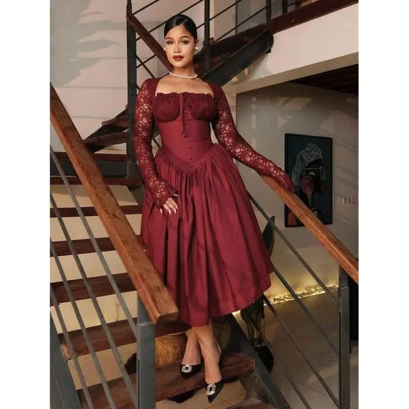 

Women's Contrast Lace Knot Front Fake Buttoning Casual Sport Suit Seven Sve Long Autumn Season Faion Design