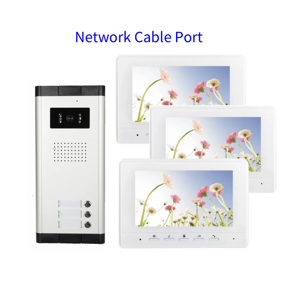 SmartYIBA 7" Building Video Intercom System 2-6 Units  Network Cable Port Video Door Phone Villa Security Doorbell Kits