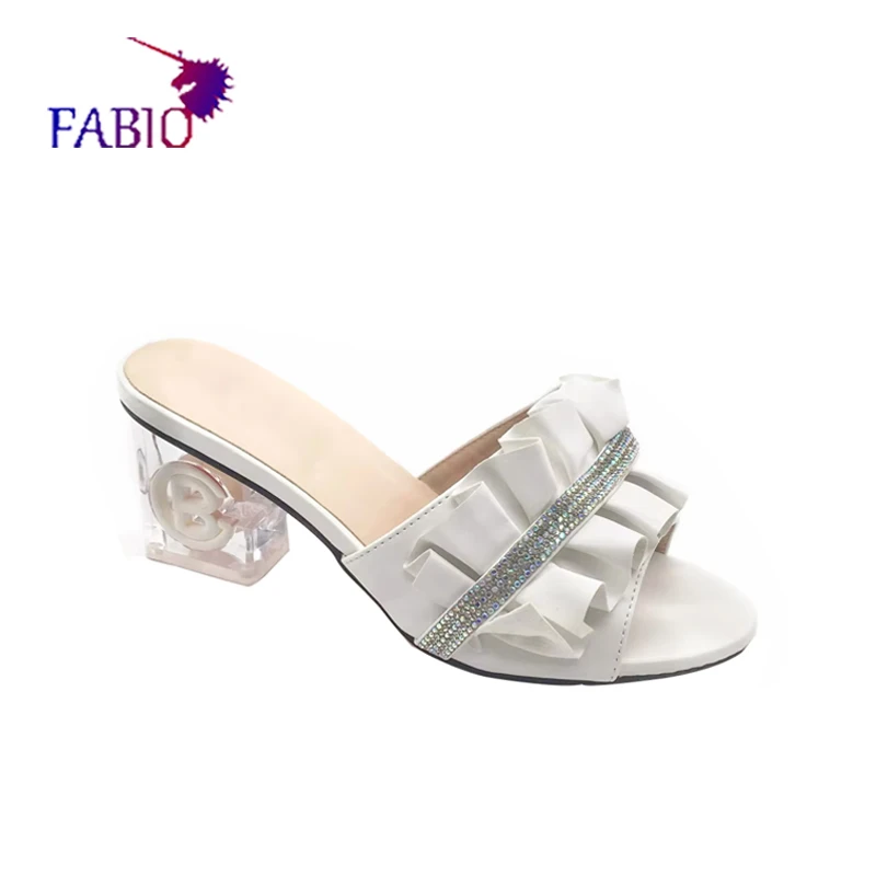 FABIO PENNY 2024 New Women\'s shoes Lady\'s high heels for dinner party Transparent square heel Ladies sandals