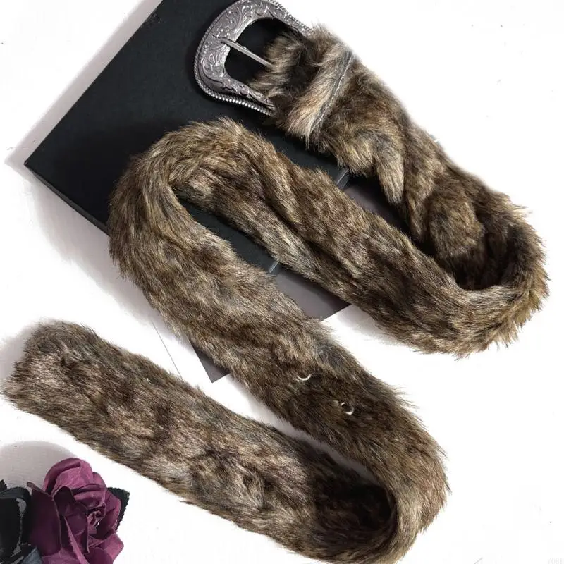 2000s فروي أفخم الشتاء حزام الإكسسوارات حزام للسترة الستر معطف قابل للتعديل حزام عريض للنساء المراهقات Y08E