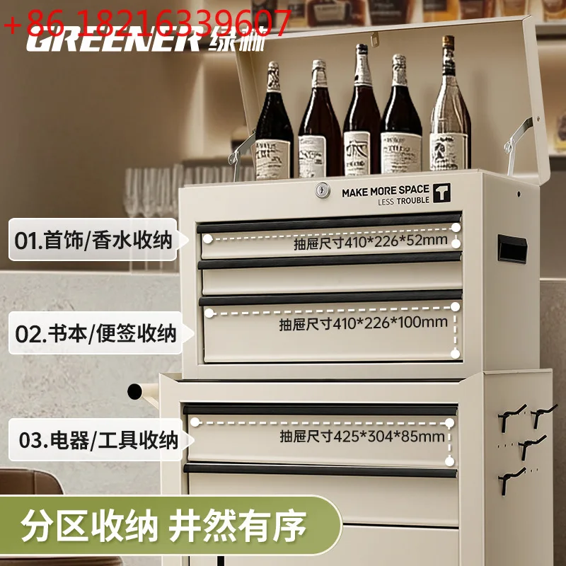 YAO Greenwood Storage Cart Industrial Wind Storage Cabinet Cart Studio Coffee Studio Storage Mobile