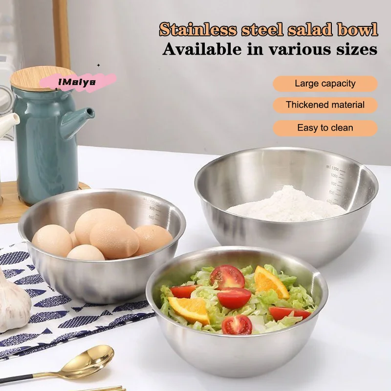 1Pc 1Pc Stainless Steel Bowl Set with Scale Large Capacity for Cooking Baking Food Storage Home Kitchen Essentials Mixing Bowls - Aliexpress Deal
