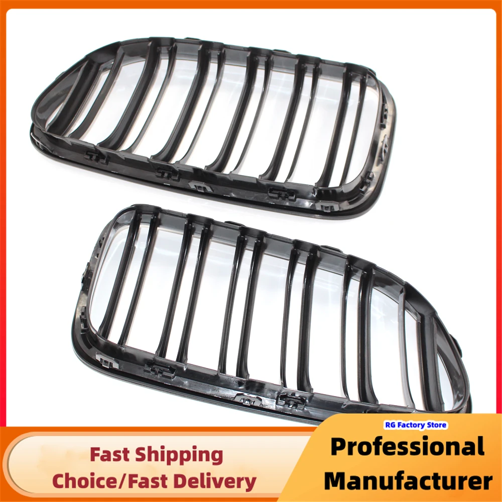 Double Slat Front Kidney Racing Grille For BMW 6 series F06 F12 F13 M6 640i 650i 2012-2017 Glossy Black Car Front Bumper Grille