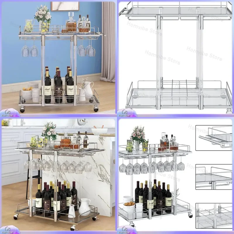 Stainless Steel Mobile Glass Dining Cart 3 Tier Hotel Trolley Commercial Dim Sum Serving Cart Kitchen Storage Shelf Furniture