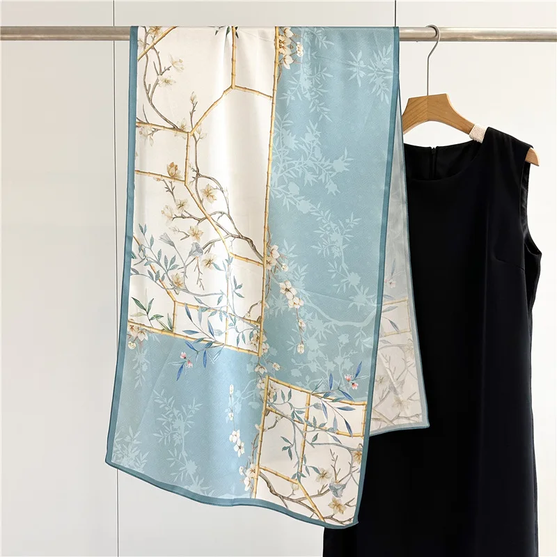 

Silk chiffon long scarf for women, versatile and stylish decoration for spring and summer, made of mulberry silk.