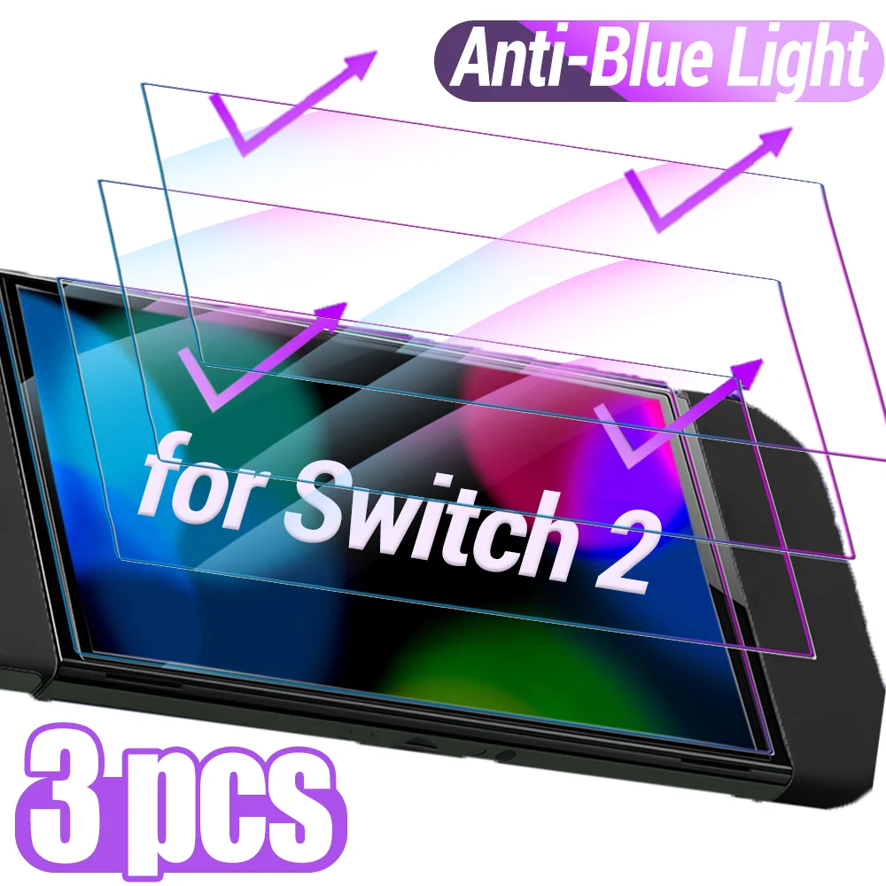 

1-3 Pcs for Nintendo Switch 2 Tempered Glass Eye Protection Anti-Blue Light Screen Protectors HD Game Console Protective Films