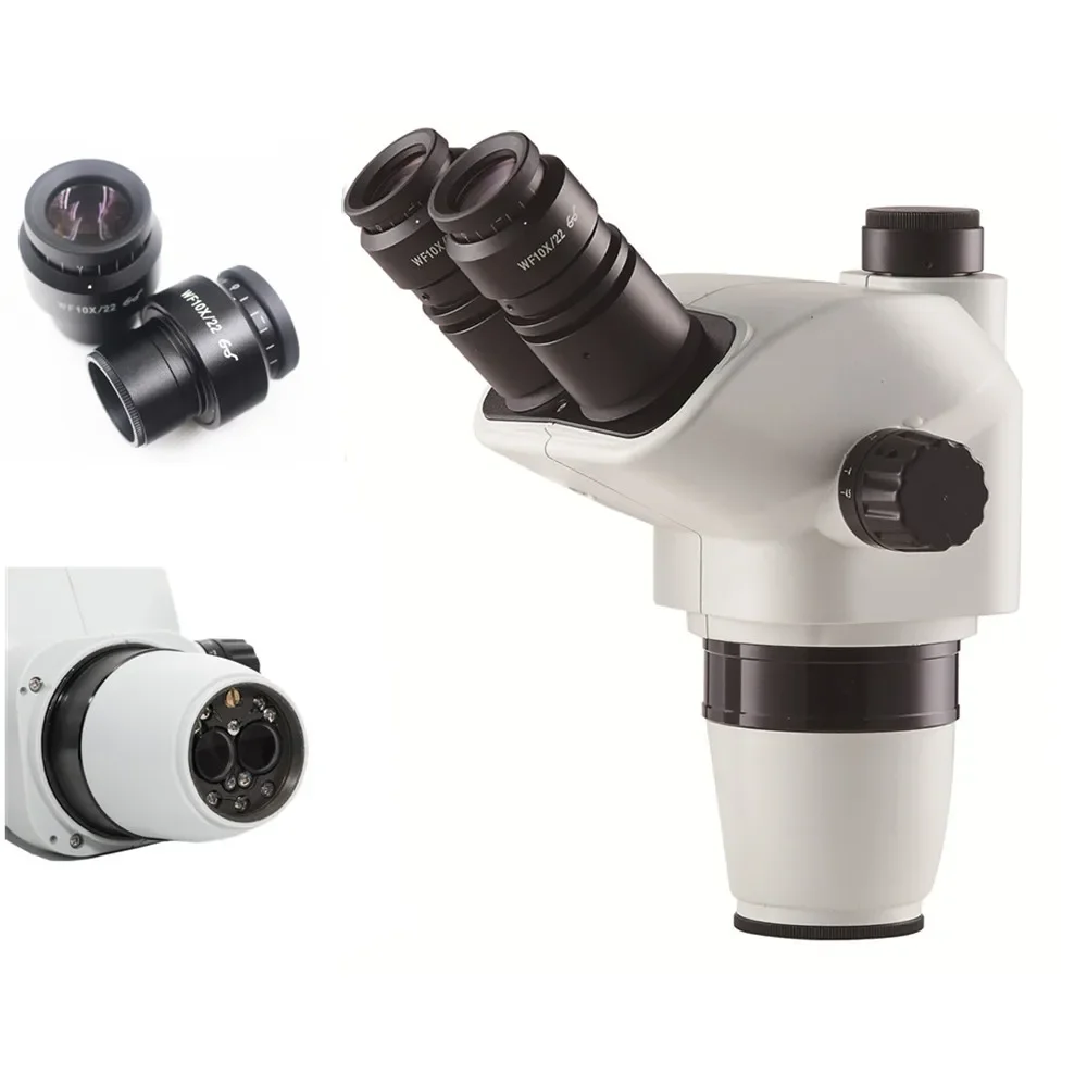 7X-45X Simul-Focal Trinocular Zoom Microscope Head Phone Repairing with 10X Eyepiece