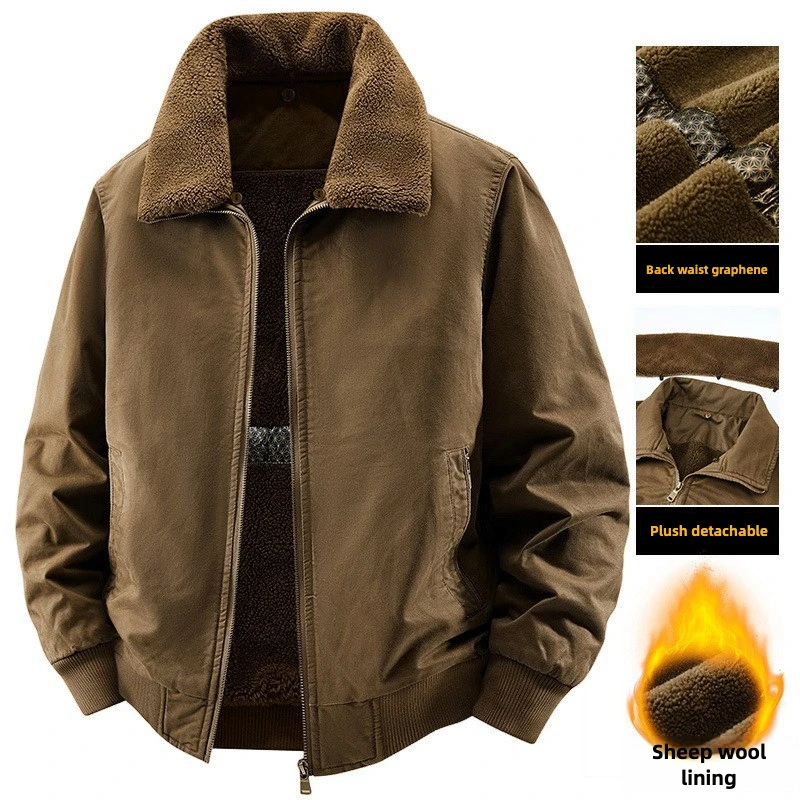 أدوات جديدة للرجال مقاس كبير سترة مبطنة من الكشمير المقلد ملابس مبطنة دافئة للرجال ملابس شتوية مبطنة #1