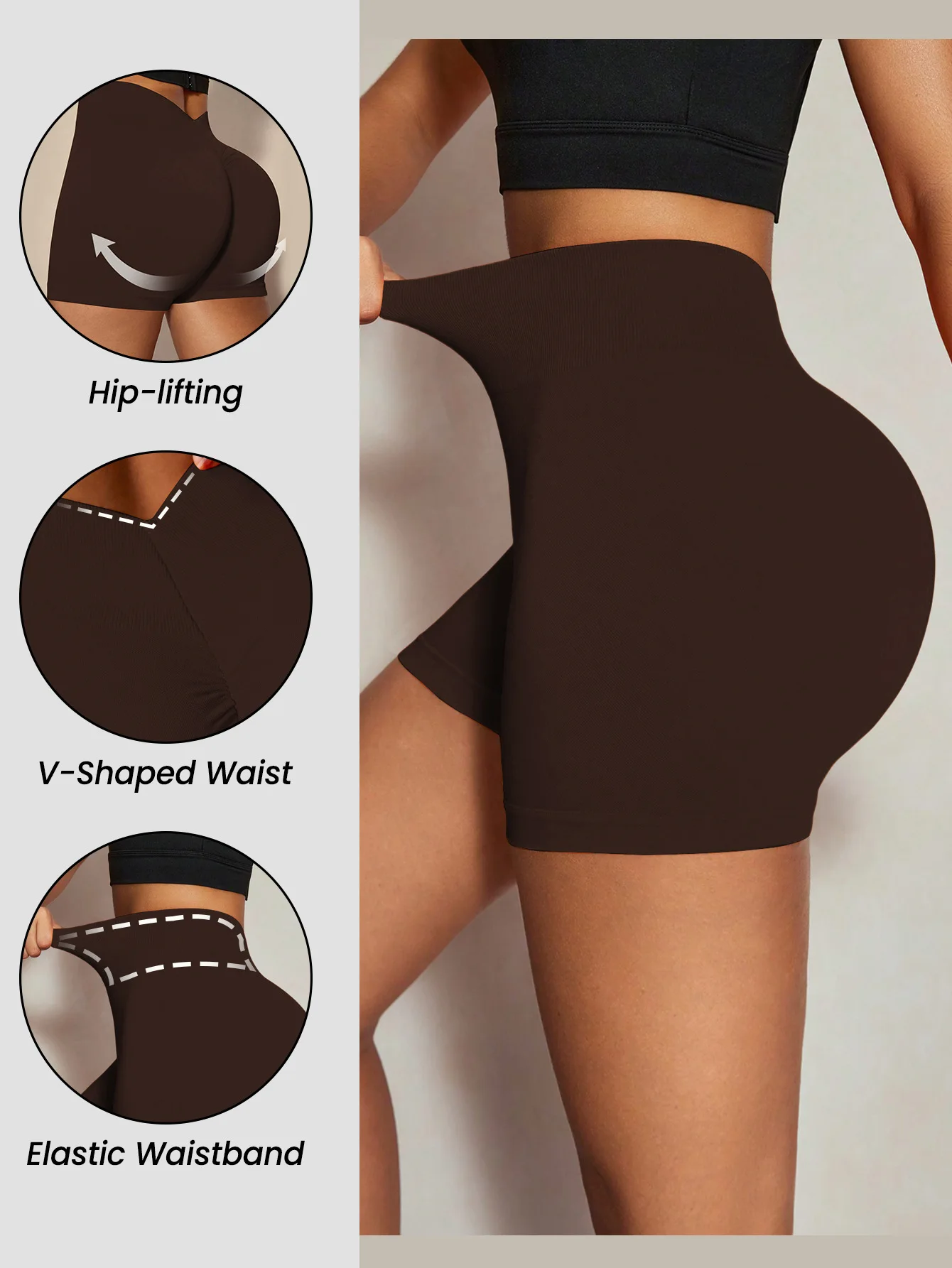 Women Gym V Back Shorts Athletic Butt Lifting Workout Biker Solid Yoga Pants Leggins Sports Fitness Scrunch Short Tights