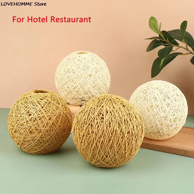 Woven Pendant Light Shade Lamp Cover Chandelier Lamp Shade Lantern Basket Rattan Lampshade for Hotel Dining Room Restaurant