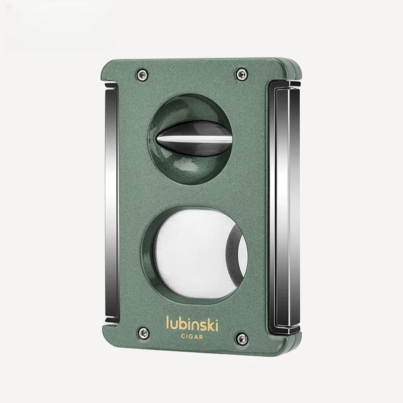 

LUBINSKI Cigar V Cutter Metal Luxury Punch Double Use Cigar Knife Smoking Accessories Standing Cigar Holder With Gift Box CT-082