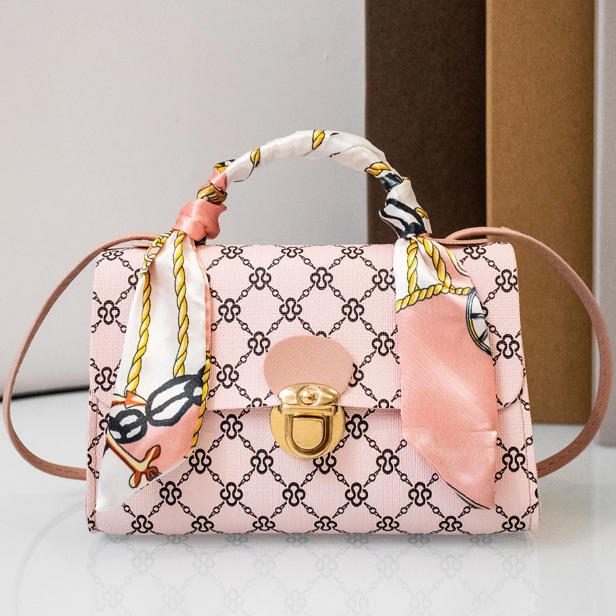 Bolso de mano cuadrado con flores para mujer, bolsa cruzada fresca y dulce, Material de PU, espacioso, estético, novedad de 2024