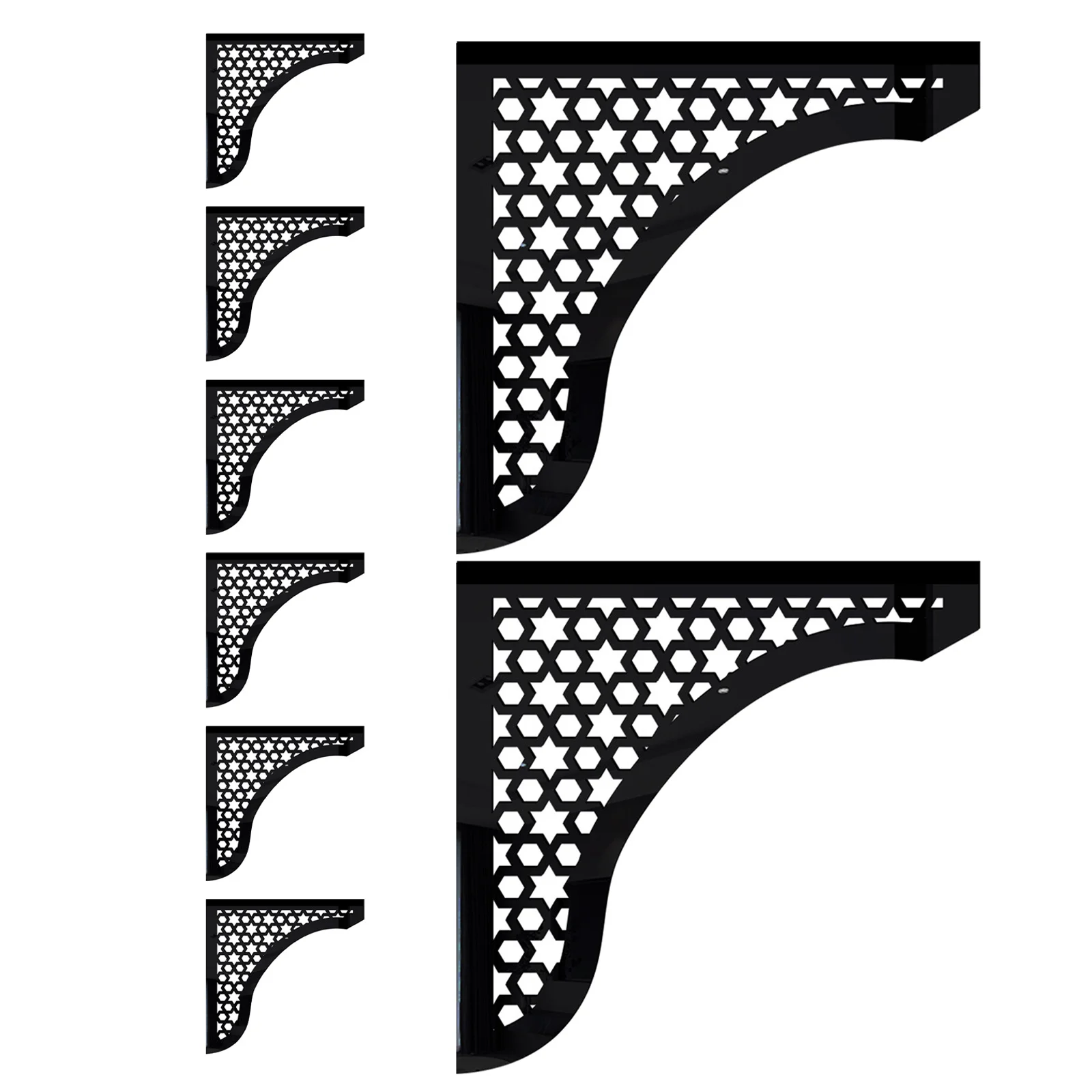 

8Pcs Acrylic Wall Mouldings Mirror Finish Corner Appliques for Cabinet Doors Decorative Trims Kitchen Wall Stickers Removable