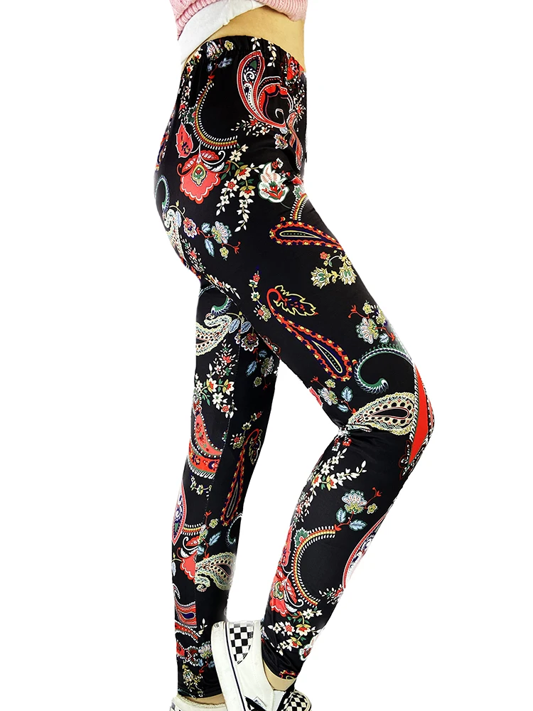 NDUCJSI Elastic Gym Sports New Sexy Pants Fashion Paisley Printed Leggings Women Hot Sale Floral Fitness Leggins High Waist