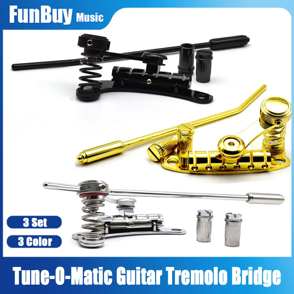 3SET Guitar Tremolo Bridge LP Electric Guitars SG Guitar Electric Guitar Bridge Stop Bar  Black/Gold/Chrome