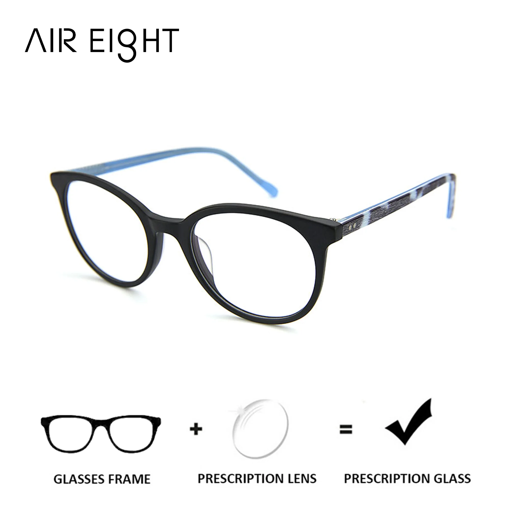 AIR EIGHT Modish Acetate Round Prescription Eyeglasses For Women Photochromic/Myopia Optical Glasses With Recipe